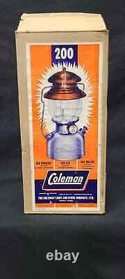 Nos Vintage Coleman 200 Lantern Red Nickel Unused Condition Original Box Camping