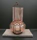 ORANGE GLASS & IRON PUMPKIN Rustic Lantern Antique/Vintage Fall Thanksgiving