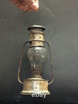 Old Vintage Baby Small Iron Kerosene Lantern Lamp Old Color & Globe Collectible