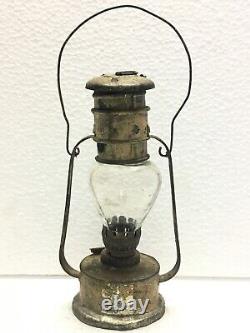 Old Vintage Baby Small Iron Kerosene Lantern Lamp Old Color & Globe Collectible