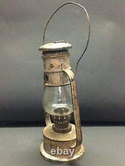 Old Vintage Baby Small Iron Kerosene Lantern Lamp Old Color & Globe Collectible