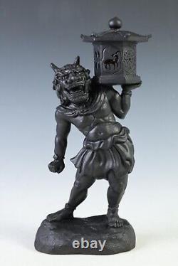 Old Vintage Cast and Clay Buddhism Heavenly Lantern Demon National Treasure