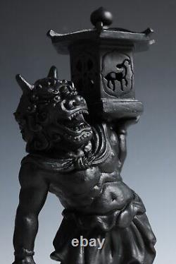 Old Vintage Cast and Clay Buddhism Heavenly Lantern Demon National Treasure