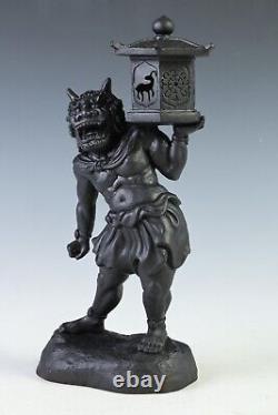 Old Vintage Cast and Clay Buddhism Heavenly Lantern Demon National Treasure