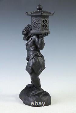 Old Vintage Cast and Clay Buddhism Heavenly Lantern Demon National Treasure