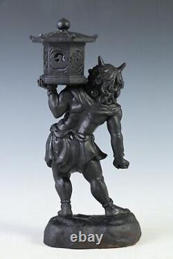 Old Vintage Cast and Clay Buddhism Heavenly Lantern Demon National Treasure