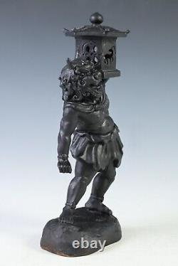 Old Vintage Cast and Clay Buddhism Heavenly Lantern Demon National Treasure
