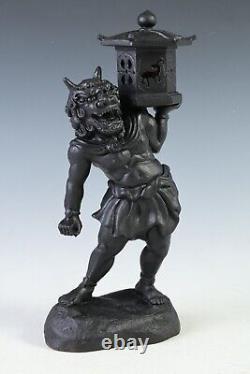 Old Vintage Cast and Clay Buddhism Heavenly Lantern Demon National Treasure