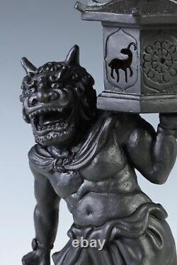 Old Vintage Cast and Clay Buddhism Heavenly Lantern Demon National Treasure