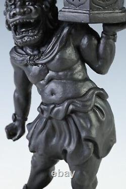 Old Vintage Cast and Clay Buddhism Heavenly Lantern Demon National Treasure
