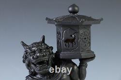 Old Vintage Cast and Clay Buddhism Heavenly Lantern Demon National Treasure