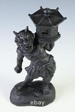 Old Vintage Cast and Clay Buddhism Heavenly Lantern Demon National Treasure