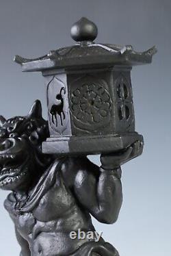 Old Vintage Cast and Clay Buddhism Heavenly Lantern Demon National Treasure