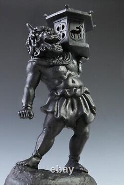 Old Vintage Cast and Clay Buddhism Heavenly Lantern Demon National Treasure