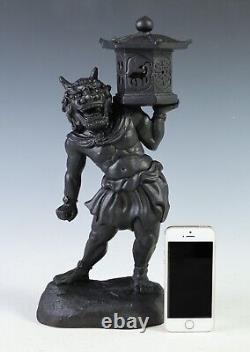 Old Vintage Cast and Clay Buddhism Heavenly Lantern Demon National Treasure