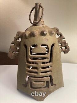 Old Vintage Chinese Export Iron Human Effigy Lighting Lantern Metal Rusty Patina