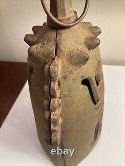 Old Vintage Chinese Export Iron Human Effigy Lighting Lantern Metal Rusty Patina