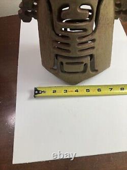 Old Vintage Chinese Export Iron Human Effigy Lighting Lantern Metal Rusty Patina