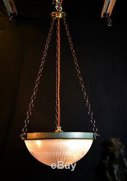 Original 1910 re-claimed vintage HOLOPHANE Industrial pendant light lantern