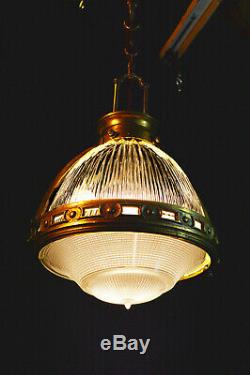 Original 1920s Reclaimed vintage HOLOPHANE Industrial pendant light lantern