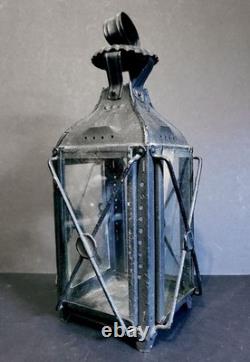 Original Antique 19th Century French Candle Lantern Black