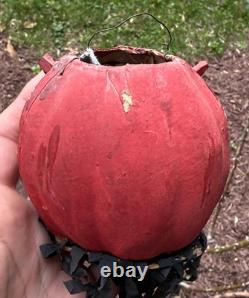 Original Halloween 3 Antique German Red Devil JOL Small Devil Lantern Streamer
