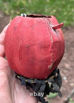 Original Halloween 3 Antique German Red Devil JOL Small Devil Lantern Streamer