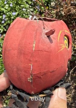 Original Halloween 3 Antique German Red Devil JOL Small Devil Lantern Streamer