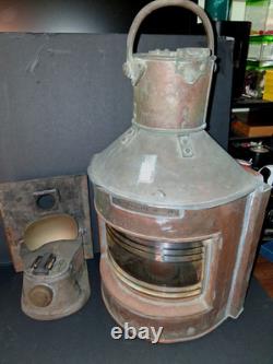 Original Large Bow Starboard Brass Copper Lantern 16 Ship Naval Vintage Lamp