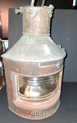 Original Large Bow Starboard Brass Copper Lantern 16 Ship Naval Vintage Lamp