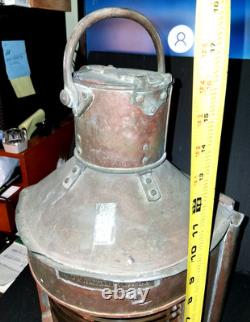 Original Large Bow Starboard Brass Copper Lantern 16 Ship Naval Vintage Lamp