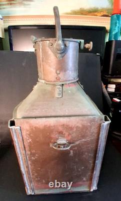 Original Large Bow Starboard Brass Copper Lantern 16 Ship Naval Vintage Lamp