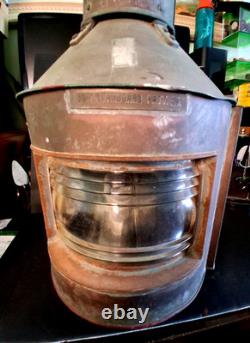 Original Large Bow Starboard Brass Copper Lantern 16 Ship Naval Vintage Lamp