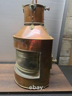Original WW 2 Bow Starboard Brass Copper Lantern 16 Ship Naval Vintage 1944