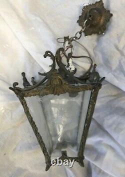 Ormolu Hanging Lantern Glass french Antique Gold Chain Sweet Light Lamp Hall Bed