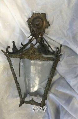 Ormolu Hanging Lantern Glass french Antique Gold Chain Sweet Light Lamp Hall Bed