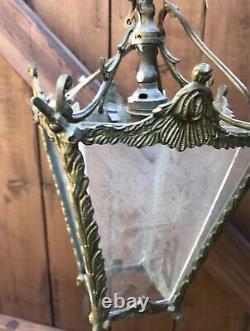 Ormolu Hanging Lantern Glass french Antique Gold Chain Sweet Light Lamp Hall Bed