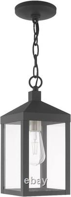 Outdoor Pendant Lantern Antique Brass Clear Glass Canopy 5 Diameter Bulb Not