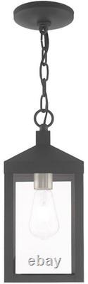 Outdoor Pendant Lantern Antique Brass Clear Glass Canopy 5 Diameter Bulb Not