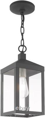 Outdoor Pendant Lantern Antique Brass Clear Glass Canopy 5 Diameter Bulb Not