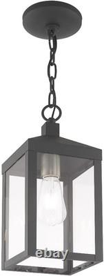 Outdoor Pendant Lantern Antique Brass Clear Glass Canopy 5 Diameter Bulb Not