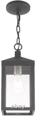 Outdoor Pendant Lantern Antique Brass Clear Glass Canopy 5 Diameter Bulb Not