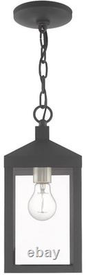 Outdoor Pendant Lantern Antique Brass Clear Glass Canopy 5 Diameter Bulb Not