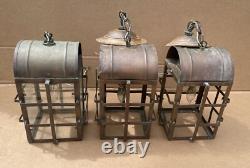 Outstanding Lot of (3) Vintage Traditional HANGING COPPER Lights Lanterns