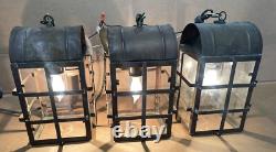 Outstanding Lot of (3) Vintage Traditional HANGING COPPER Lights Lanterns