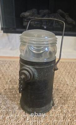 P. S. CO. Lantern Antique Brass Glass Heavy Patina Lamp Man Overboard Light