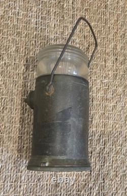 P. S. CO. Lantern Antique Brass Glass Heavy Patina Lamp Man Overboard Light