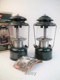 Pair (2) Vintage Coleman Model 288A700 / 288A700T Double Mantle Camping Lanterns