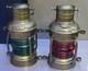 Pair Antique Maritime Ship Lantern Vintage Nautical Oil Lamp Boat Light
