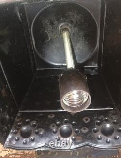 Pair Mid Century Large Italian Wall Lanterns, Sconces, with Amber Glass